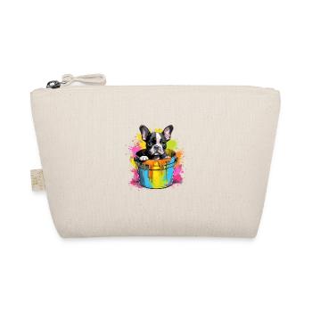 Boston Terrier Niedlicher Hund Farbeimer - Bio-Täschchen - Natur - Vorne