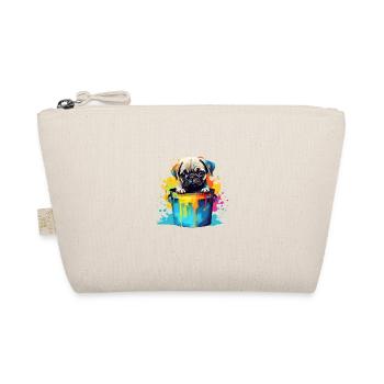 Mops Niedlicher Hund Farbeimer - Bio-Täschchen - Natur - Vorne