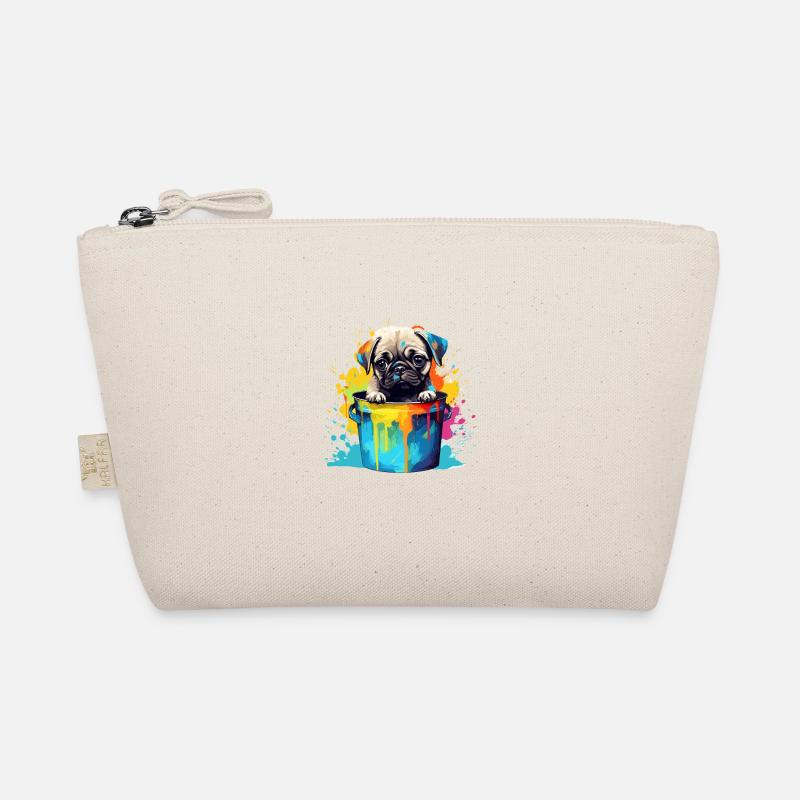 Mops Niedlicher Hund Farbeimer - Bio-Täschchen - Natur