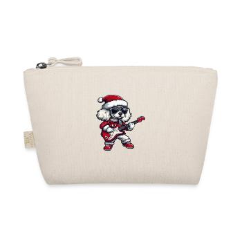 Pudel Hund Weihnachten Rocker Gitarre - Bio-Täschchen - Natur - Vorne