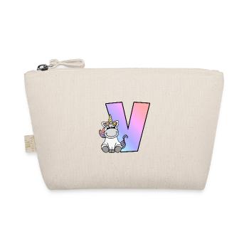 Unicorn Letter V - Organic Pouch - nature - Front