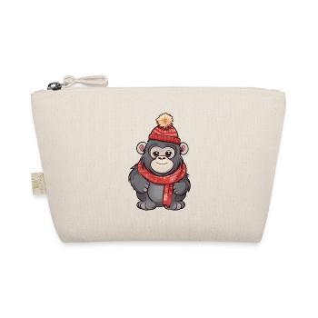 Cute gorilla in festive winter look! - Organic Pouch - nature - Front