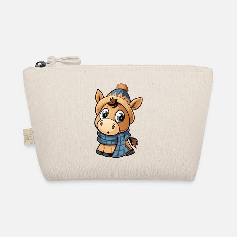 Poney mignon avec écharpe et chapeau à pompon. Trousse biologique