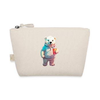 Bébé ours polaire avec milkshake - Trousse biologique - nature - Devant