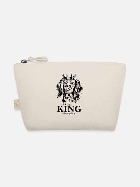 Langhaardackel King of everything Spruch Hunde - Bio-Täschchen - Natur - Vorne