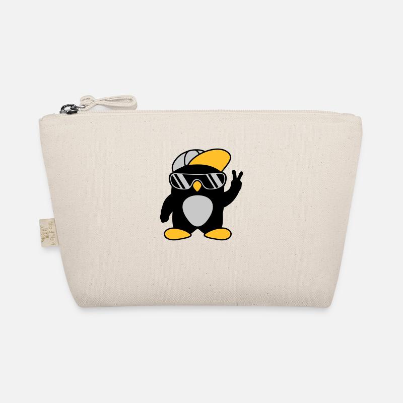 Cooler Pinguin Peace Handzeichen - Bio-Täschchen - Natur