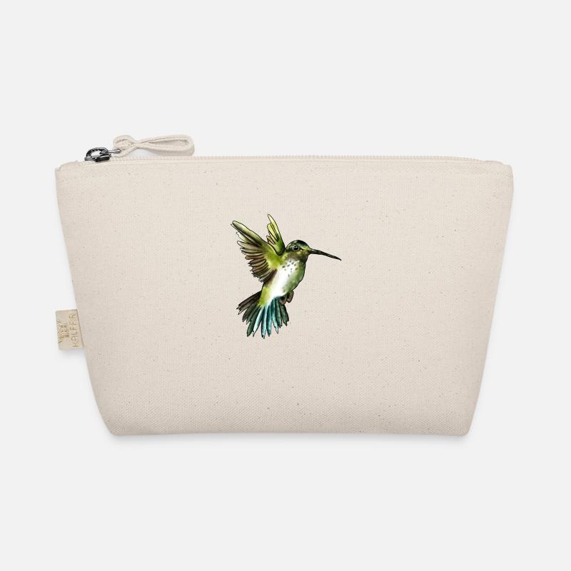 Süßer, hangemalter, blauer Kolibri - Bio-Täschchen - Natur