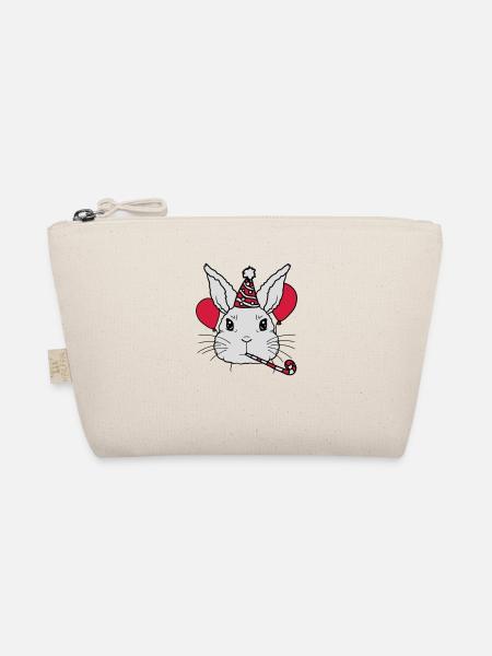 Birthday Child Rabbit Tröte Party Hat - Organic Pouch - nature - Front