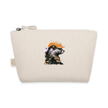 A marten as a construction worker with a yellow construction helmet - Organic Pouch - nature - Front