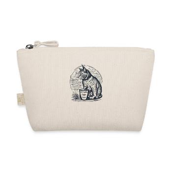 Cat and coffee cup - Organic Pouch - nature - Front