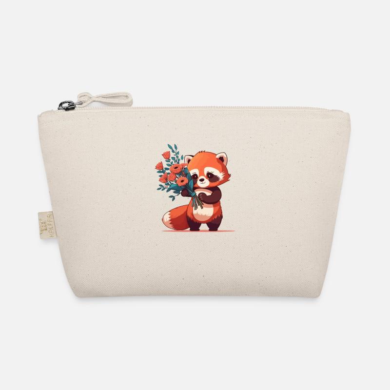 roter Panda mit Blumen Bio-Täschchen