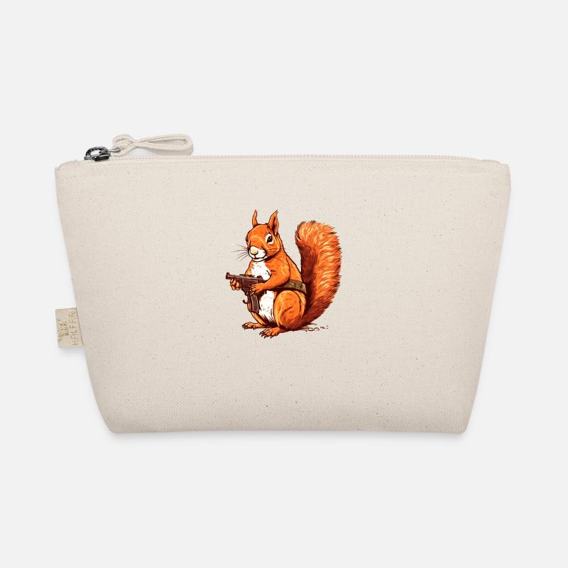 Defensive squirrel armed as an action hero Organic Pouch