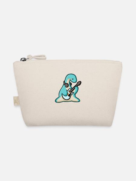 hugadino dino with electric guitar, cute dinosaur - Organic Pouch - nature - Front