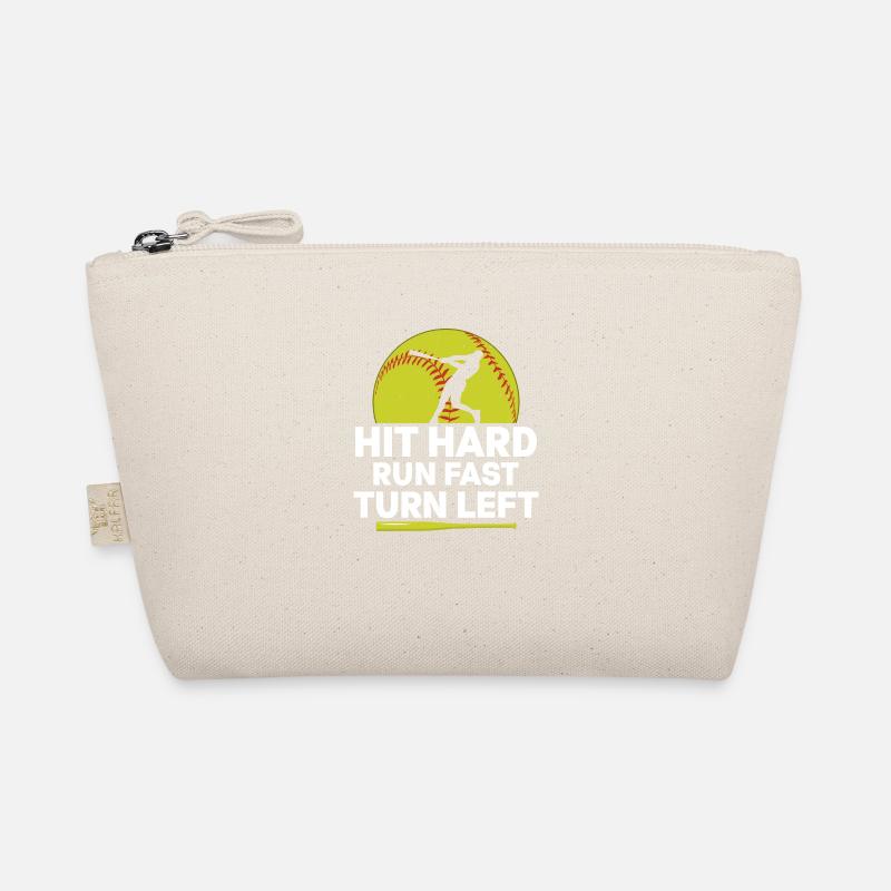 Hit Hard Run Fast Turn Left Softball Baseball Organic Pouch