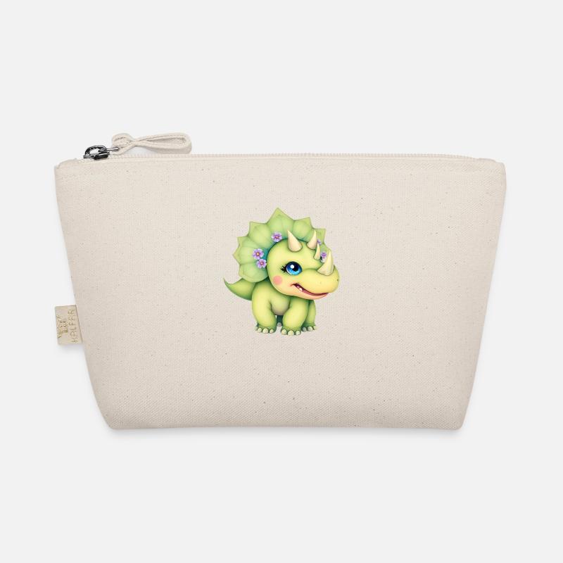 Joyeux dinosaure de dessin animé avec couronne florale Trousse biologique