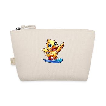 Cute Duck Cartoon Surfer Snowboarder - Organic Pouch - nature - Front