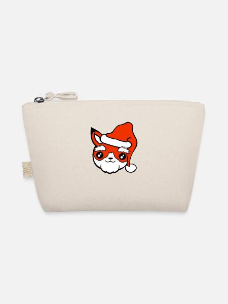Fuchs Weihnachtsmann Weihnachten Mütze Nikolaus - Bio-Täschchen - Natur - Vorne