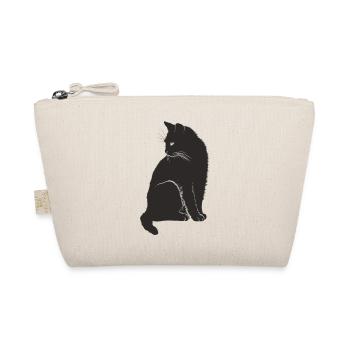 schwarze Katze nach hinten schauend Geschenkidee - Bio-Täschchen - Natur - Vorne