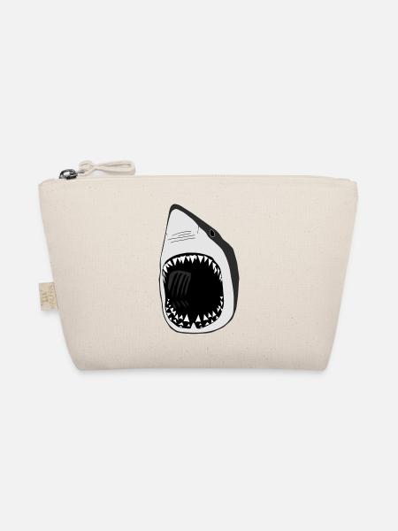 white shark jaws sharks fish fishing scuba diving - Organic Pouch - nature - Front