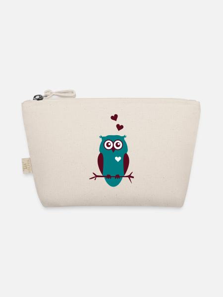 Owl with Hearts - Organic Pouch - nature