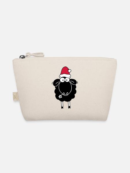 Black sheep with santa hat - Organic Pouch - nature - Front