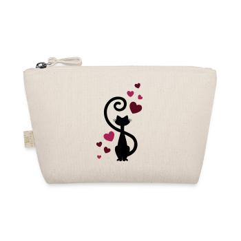 Katze Liebe Verliebt - cat in love - Geschenkidee - Bio-Täschchen - Natur - Vorne