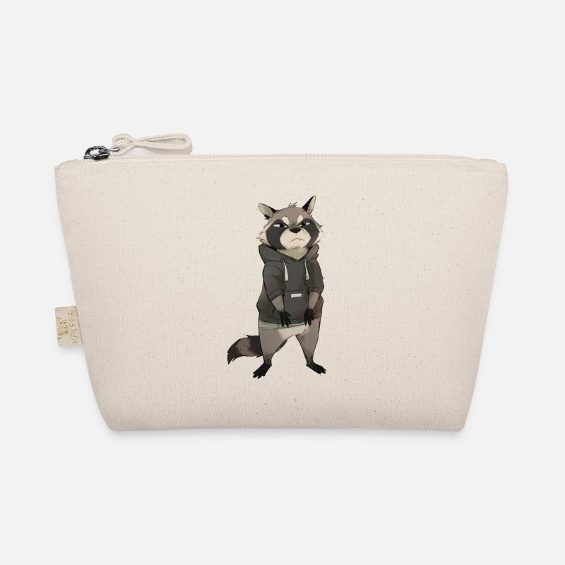 Raccoon with sweatshirt - Organic Pouch - nature