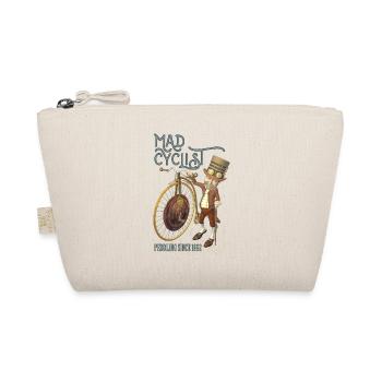 Steampunk Penny Farthing Bicycle Funny Mad Cyclist - Organic Pouch - nature - Front