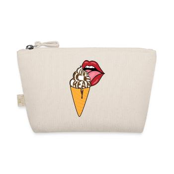 Love Ice Cream Stracciatella weiß braun mit Mund - Bio-Täschchen - Natur - Vorne