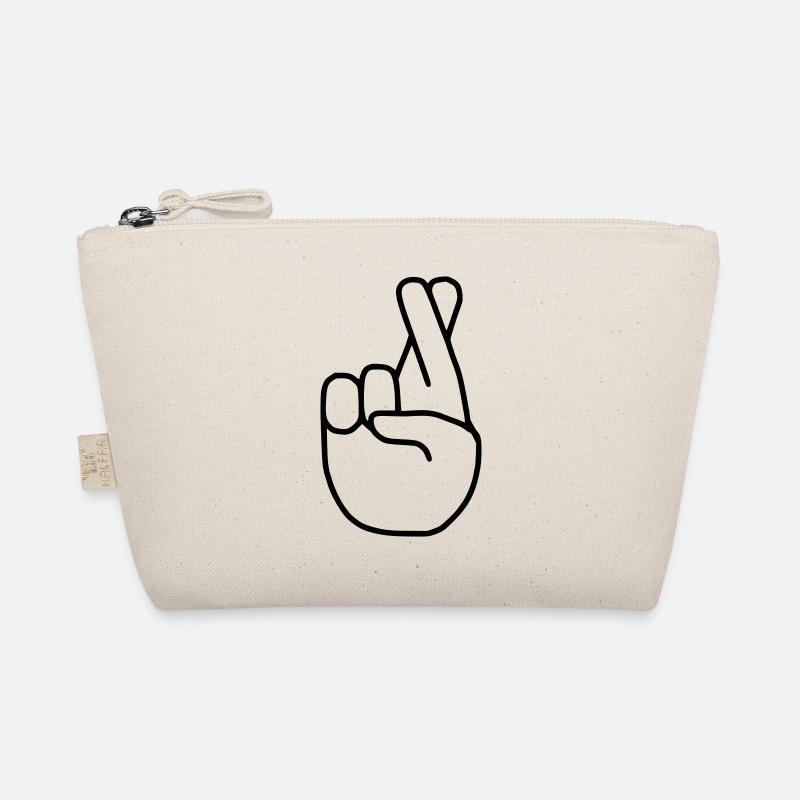 Emoji finger crossed sketch black Organic Pouch