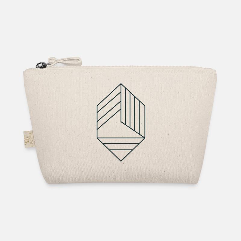 Diamant mit Linien - Bio-Täschchen - Natur