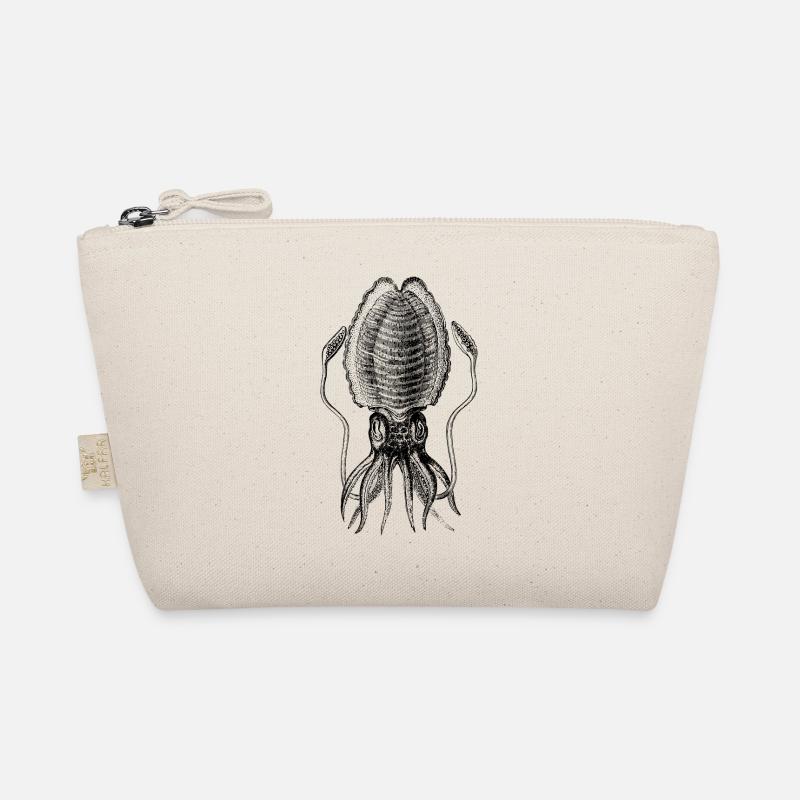 Tintenfisch gezeichnet Vintage - Bio-Täschchen - Natur