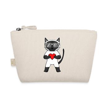 Chat siamois avec lunettes de soleil et cœur - Trousse biologique - nature - Devant