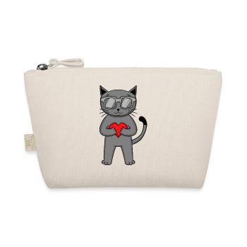 Britisch Kurzhaar Katze mit Sonnenbrille und Herz - Bio-Täschchen - Natur - Vorne