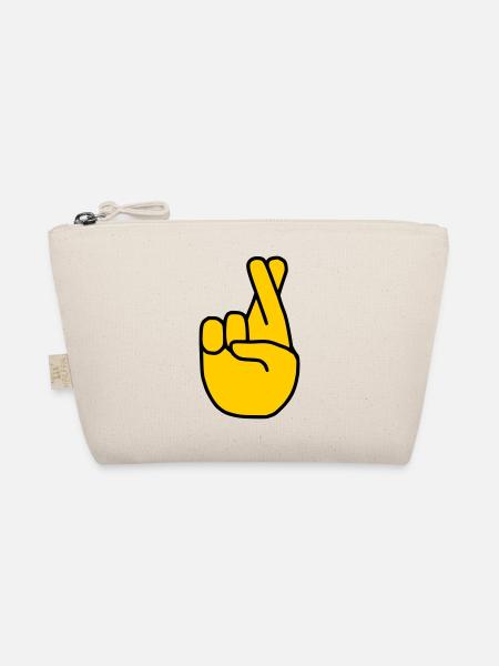 Emoji Finger gekreuzt Skizze Farbe - Bio-Täschchen - Natur