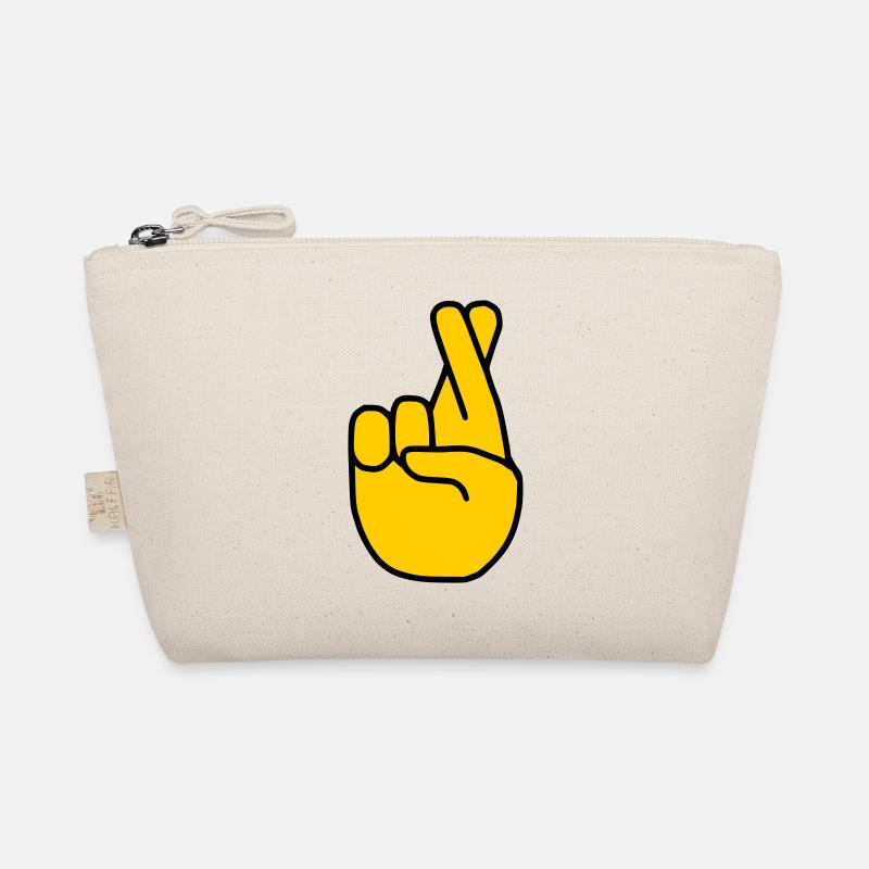 Emoji Finger Crossed Sketch Color Organic Pouch