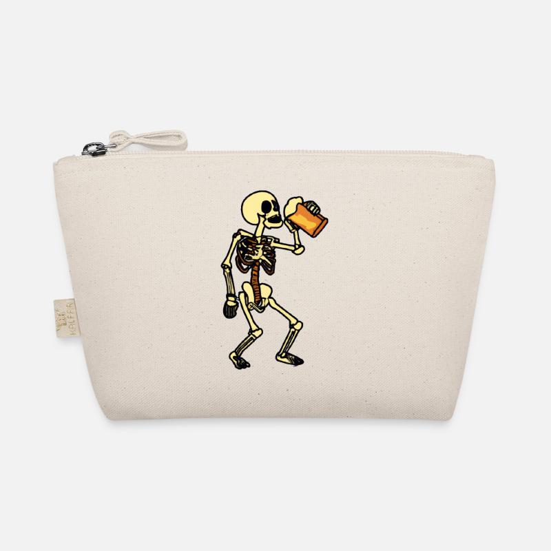 Skeleton drinks beer, Halloween Organic Pouch
