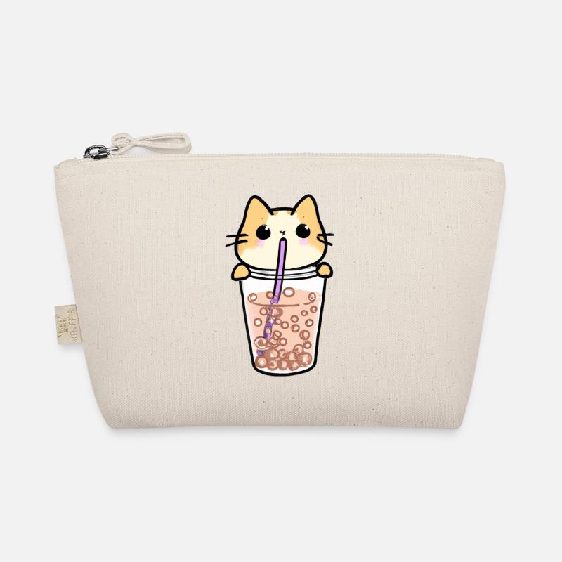 Süße kawaii Katze trinkt Bubble Tea Kind - Bio-Täschchen - Natur