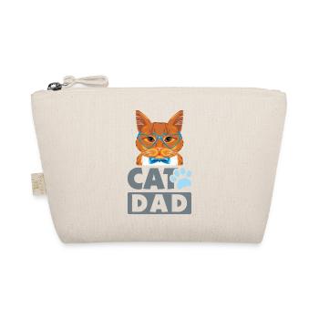 Smart ginger cat in blue eyeglasses. Cat dad - Organic Pouch - nature - Front