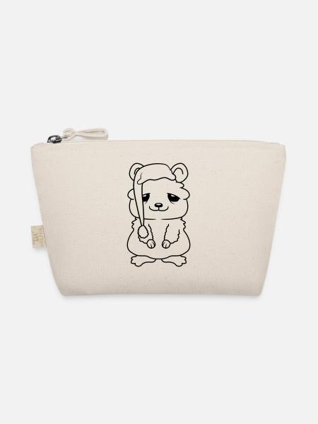 Funny Sleepy Head Dark Circles Hamster - Organic Pouch - nature - Front