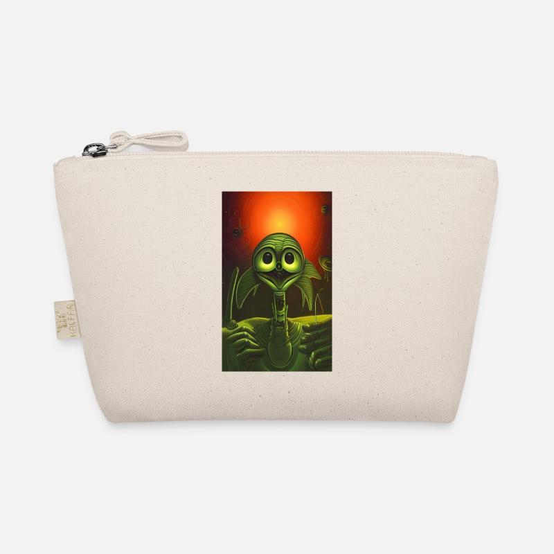 Crazy Comic Alien on a strange planet landscape Organic Pouch