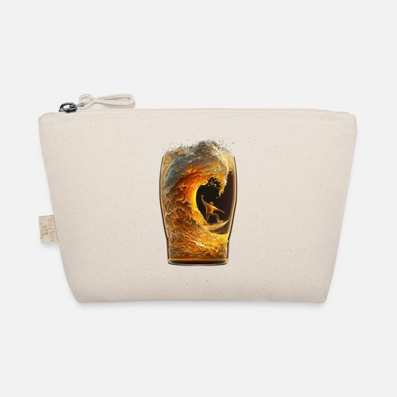 Surfer in a beer glass rides beer wave Organic Pouch
