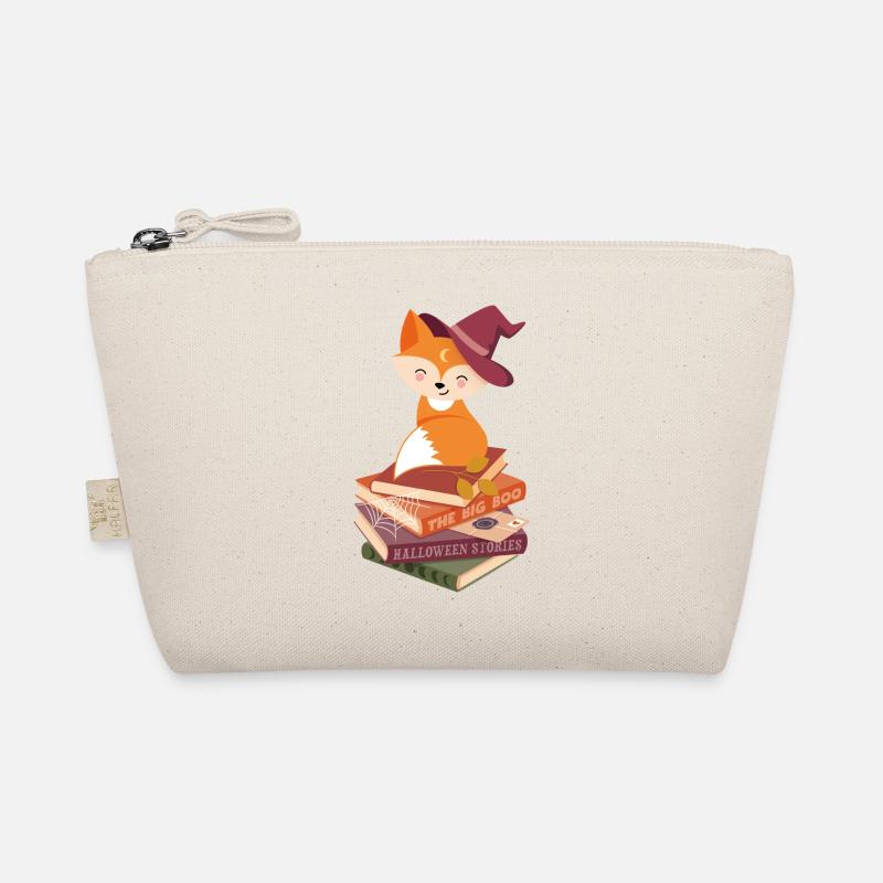 Fox on Halloween book pile Organic Pouch