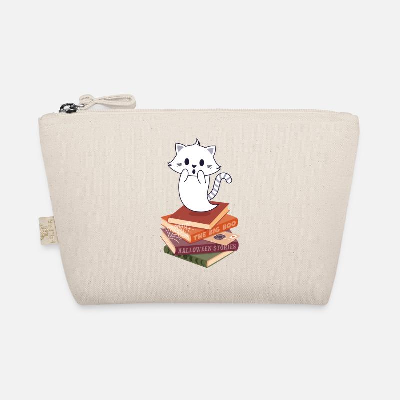 Cat Spirit on Halloween Book Stack Organic Pouch