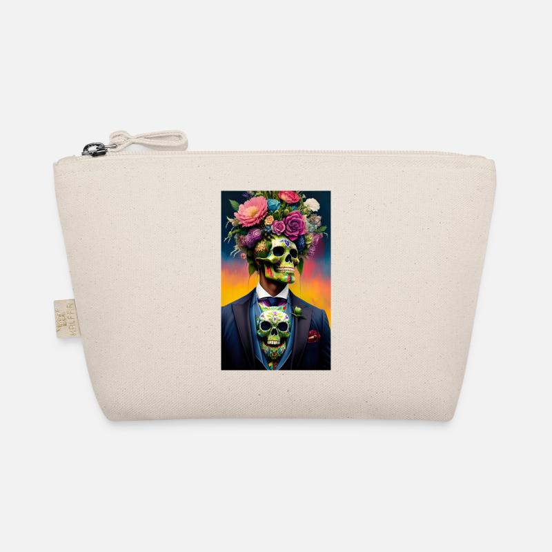 ARTWORK Flower Skull - Bio-Täschchen - Natur