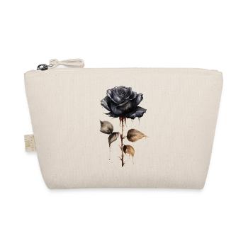 Single black rose with stem darkness - Organic Pouch - nature - Front
