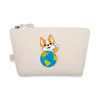 Corgi with a globe - Organic Pouch - nature - Front