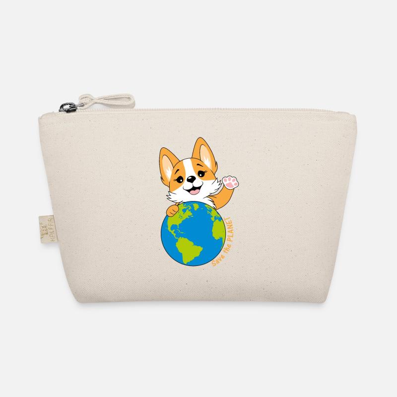 Corgi mit Weltkugel Bio-Täschchen