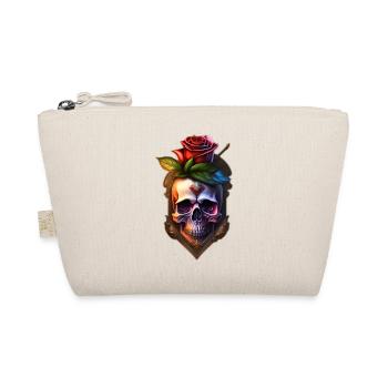 Skull and crossbones with rose - Organic Pouch - nature - Front