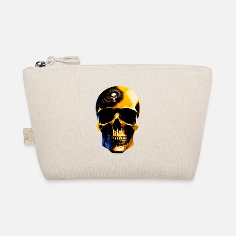 Goldener Totenkopf mit Schlange - Bio-Täschchen - Natur